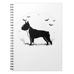 Boston Terrier Dog � Halloween Moon Silhouette Ove Notebook