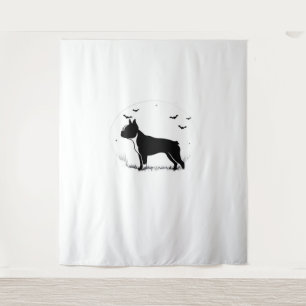 Boston Terrier Dog – Halloween Moon Silhouette Ove Tapestry
