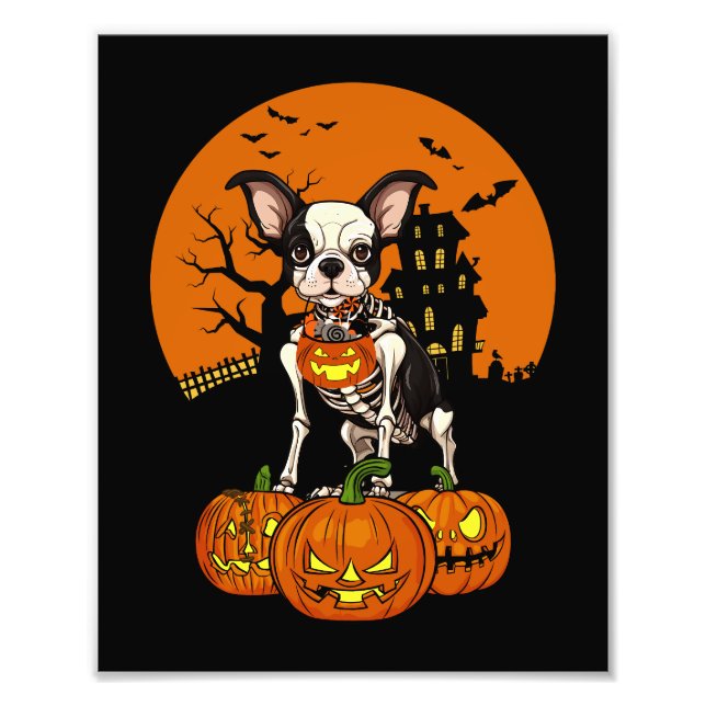 Boston Terrier Dog Halloween Photo Print (Front)