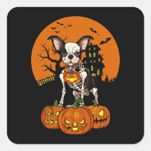 Boston Terrier Dog Halloween Square Sticker