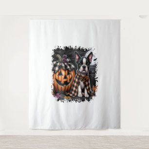 Boston Terrier Dog Halloween Tapestry