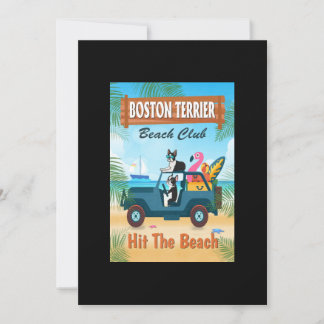 Boston Terrier Dog Hit The Beach Funny Driving Car Thank You Card