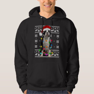 Boston Terrier Dog Lights Ugly Puppy Santa Hat Chr Hoodie