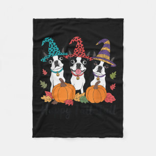 Boston Terrier Dog Lover Fall Ya'll Halloween Cost Fleece Blanket