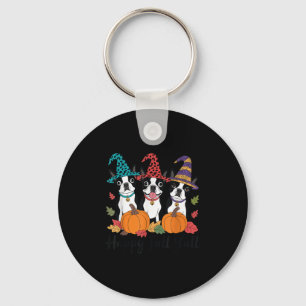 Boston Terrier Dog Lover Fall Ya'll Halloween Cost Key Ring