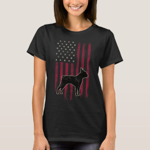 Boston Terrier Dog Lovers American Flag 4th Of Jul T-Shirt