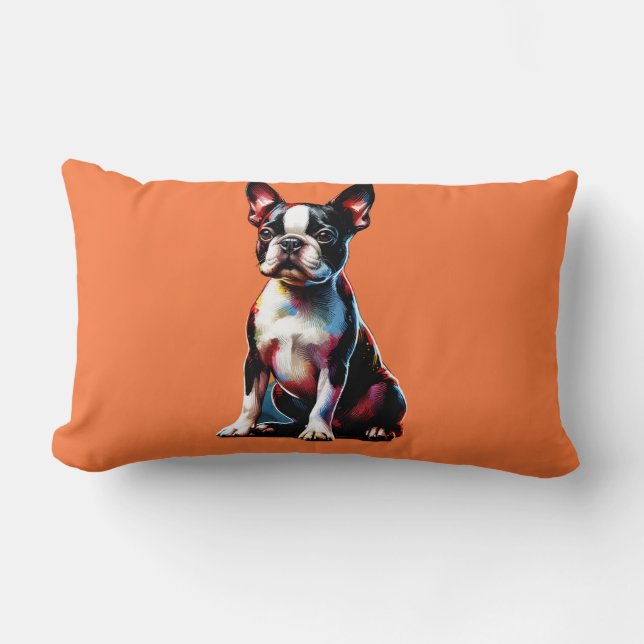 Boston Terrier Dog Lumbar Cushion (Front)
