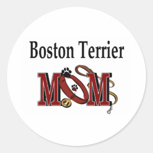 Boston Terrier Dog MOM Classic Round Sticker