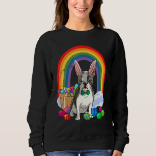 Boston Terrier Dog Mom Easter Eggs Bunny Rabbit Sweatshirt