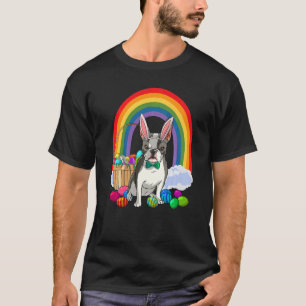 Boston Terrier Dog Mom Easter Eggs Bunny Rabbit T-Shirt