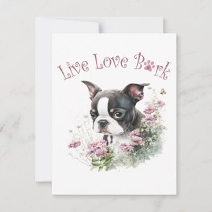 Boston Terrier Dog Mum Floral Card