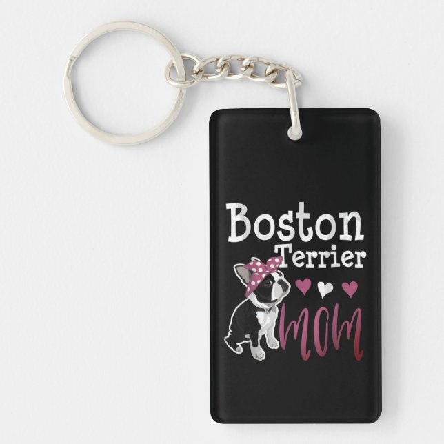 Boston Terrier Dog Mum Owner Cute Funny Key Ring (Front)