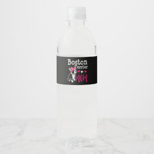 Boston Terrier Dog Mum Owner Cute Funny  Water Bottle Label