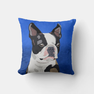 Boston Terrier Dog Oil Painting Art Portrait Cushion