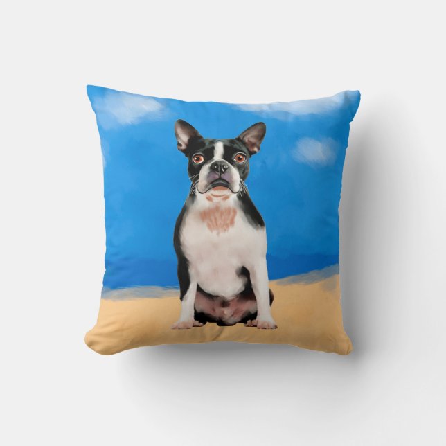 Boston Terrier Dog On Beach Cushion (Front)