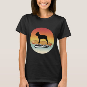 Boston Terrier Dog On Surfboard T-Shirt