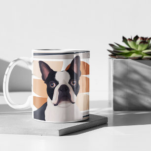 Boston Terrier Dog – Orange Geometric Coffee Mug