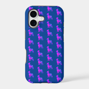 Boston Terrier Dog Pink Silhouette Cute Blue