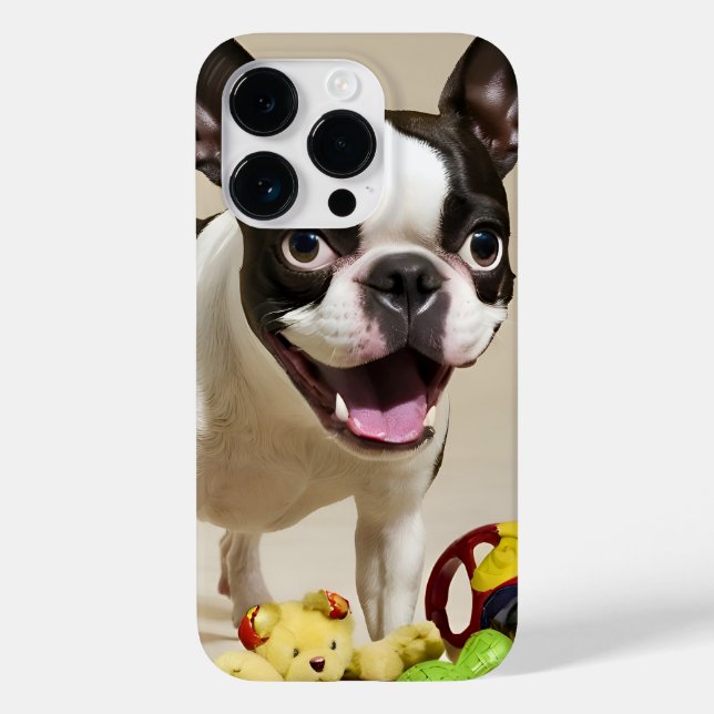 Boston Terrier Dog Playing with Toys Case-Mate iPhone Case (Back)