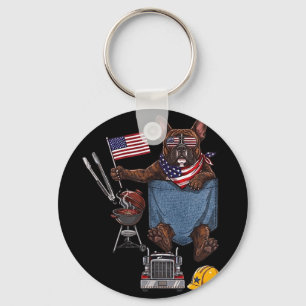 Boston terrier dog pocket american flag 4th of key ring