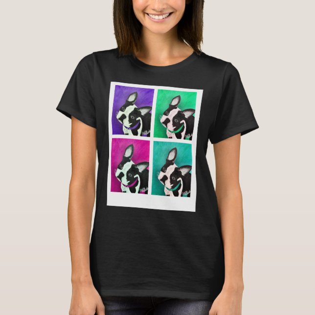 Boston Terrier Dog Pop Art T-Shirt (Front)