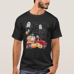 Boston Terrier Dog Pumpkin Truck Halloween Autumn T-Shirt