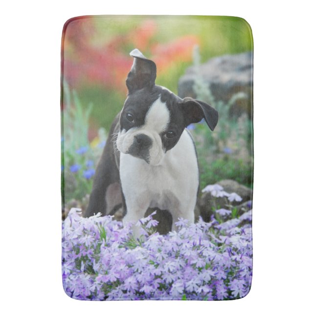 Boston Terrier Dog Puppy Bath Mat (Front Vertical)