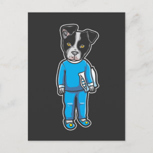 Boston Terrier Dog Pyjamas Puppy Sleep Bed Time Postcard