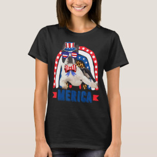 Boston Terrier Dog Rainbow Leopard Merica Flag 4th T-Shirt