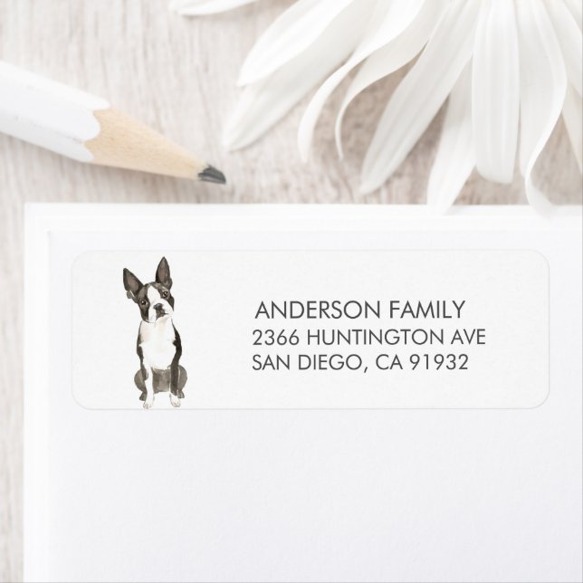Boston Terrier Dog Return Address Label (Insitu)
