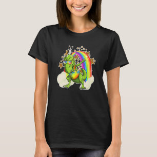 Boston Terrier Dog Rides Dancing Rex & Rainbow Clo T-Shirt