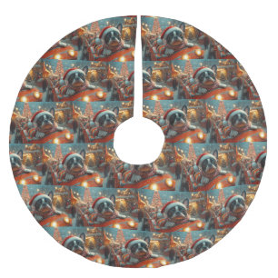 Boston Terrier Dog Roller Coaster Christmas Brushed Polyester Tree Skirt