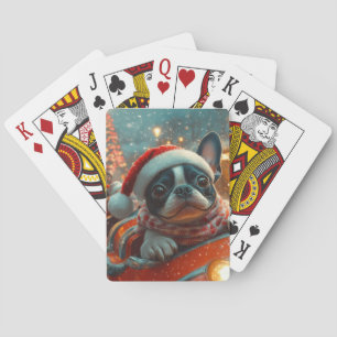 Boston Terrier Dog Roller Coaster Christmas Playing Cards