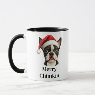 Boston Terrier Dog Santa Hat Christmas Mug