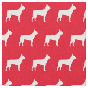 Boston Terrier Dog Silhouette Pet Red Fabric
