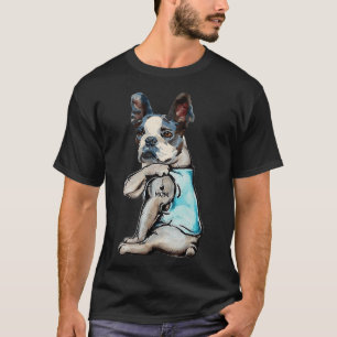 Boston Terrier Dog Tattoo I Love Mum Mother's Day  T-Shirt