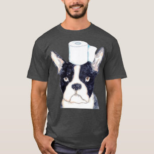 Boston terrier dog toilet Painting T-Shirt
