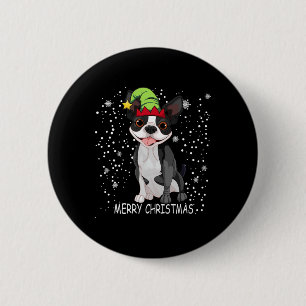 Boston Terrier Dog Tree Christmas Sweater Xmas Dog 6 Cm Round Badge