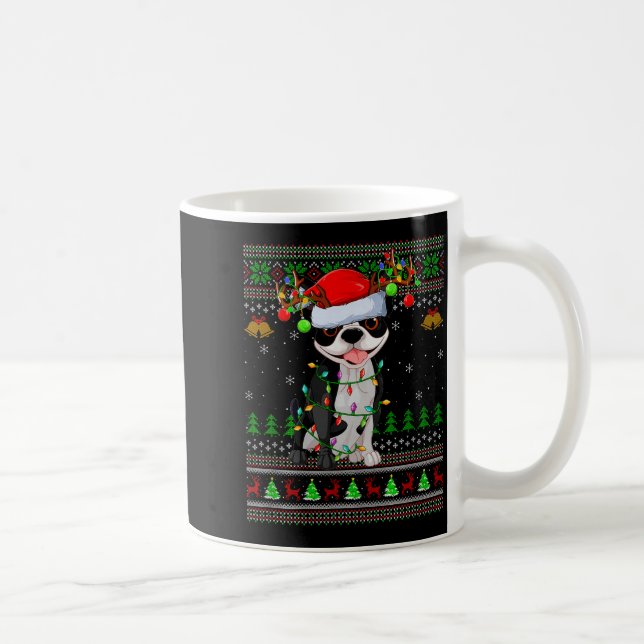 Boston Terrier Dog Ugly Christmas Sweater Holiday  Coffee Mug (Right)