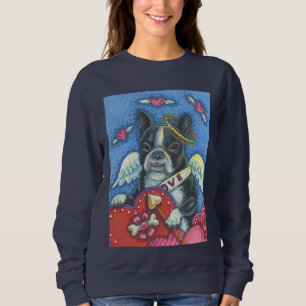 Boston Terrier, DOG VALENTINE SWEATSHIRT Navy