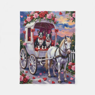 Boston Terrier  Dog Valentine's Day Fleece Blanket