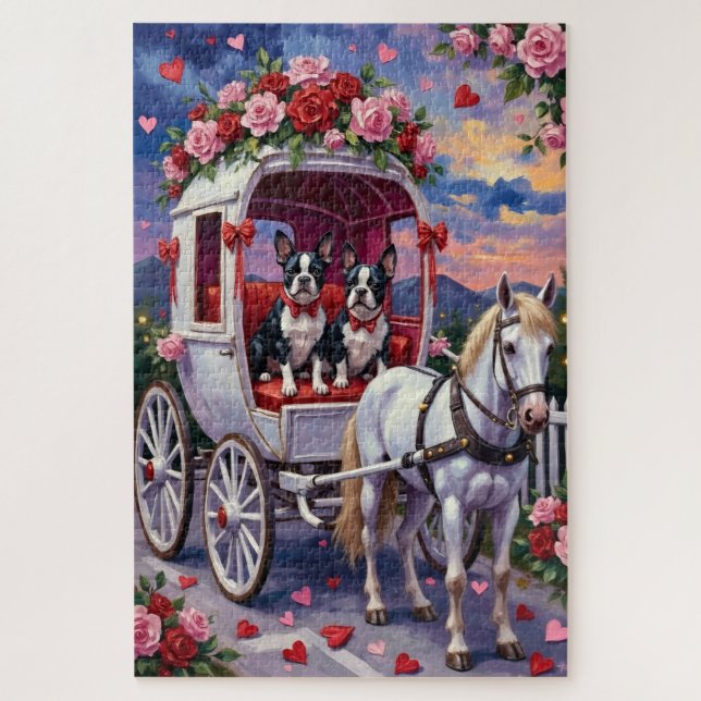 Boston Terrier  Dog Valentine's Day Jigsaw Puzzle (Vertical)