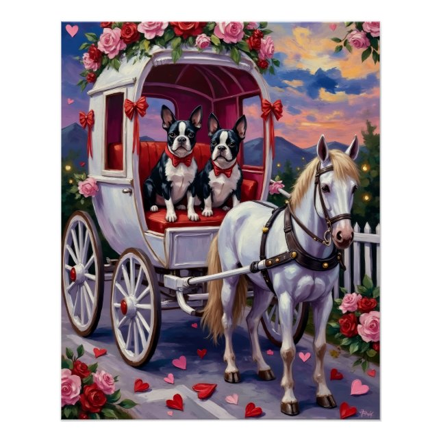 Boston Terrier  Dog Valentine's Day Poster (Front)
