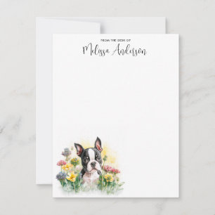 Boston Terrier Dog Watercolor Puppy Personalised Card