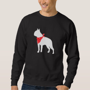 Boston Terrier Dog Wearing Red Bandanna Sweatshirt