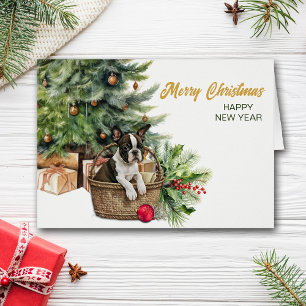 Boston Terrier Dog Wicker Basket Christmas Tree
