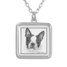 Boston Terrier Drawing on a Pendant