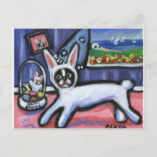 Boston Terrier Easter bunny Holiday Postcard