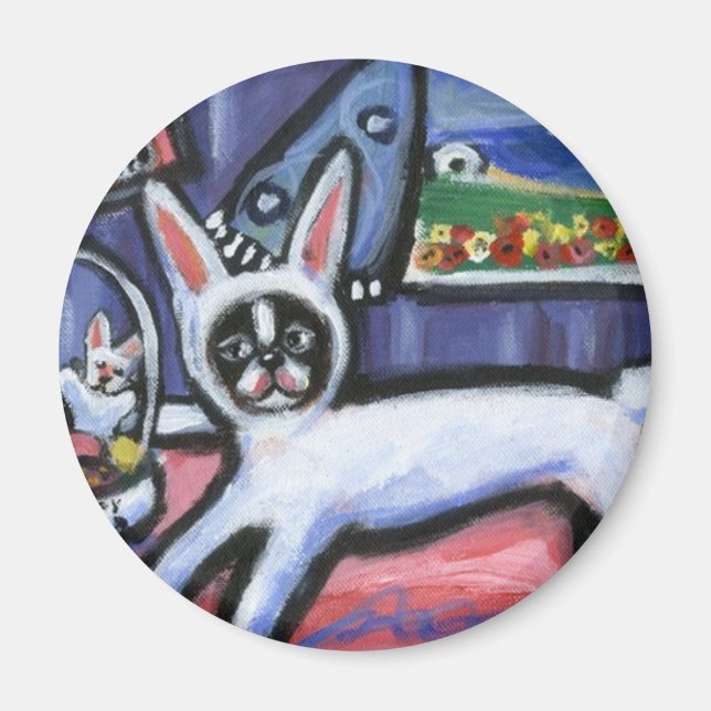 Boston Terrier Easter bunny Magnet (Front)