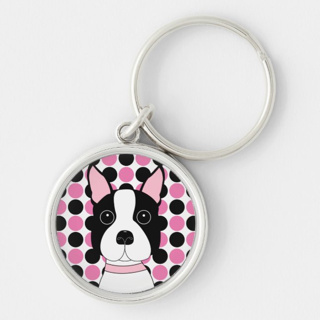 Boston Terrier Face Key Ring (Front)